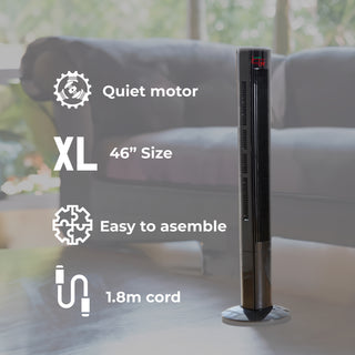 Neo 46” Black Floor Free Standing Tower Fan