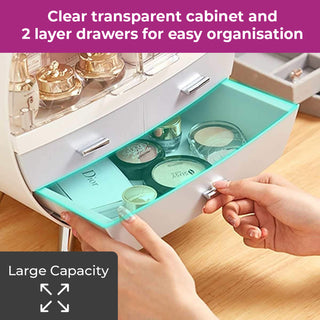 Neo Pink 2 Drawer Round Cosmetic Organiser