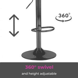 Neo Bar Stool Black Leather & Back Steel Base Set of Two