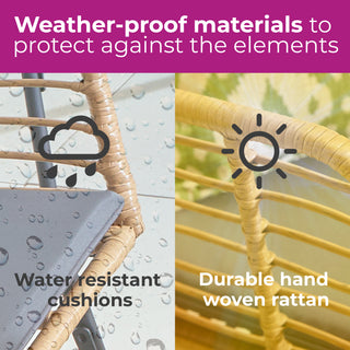 Neo 3 Piece Bamboo Style Garden Table & Chairs Bistro Set