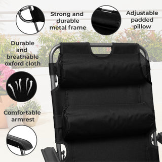 Neo Black Pair of 2 In 1 Sun Lounger Chairs Set