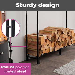 Neo 240cm Outdoor Metal Log Holder Storage Rack with Cover