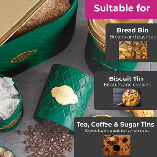 Neo Emerald Green Embossed 5 Piece Kitchen Canister Set