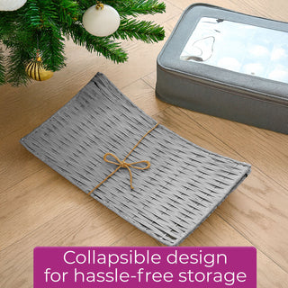 Neo Grey Willow Christmas Tree Skirt Natural Rustic Handwoven Half Split Willow Base Cover Hider Collar