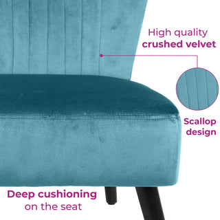 Neo Ragusa Teal Crushed Velvet Shell Accent Chair