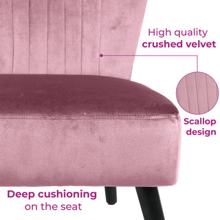 Neo Molveno Dusky Pink Crushed Velvet Shell Accent Chair