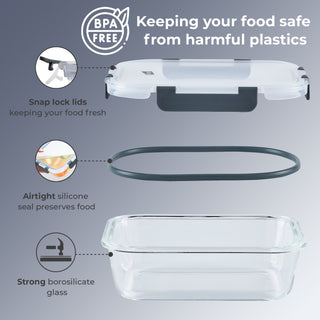 Neo 10 Glass Containers & 10 Lids Food Storage Set - 10 Piece