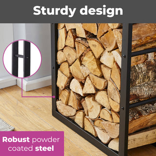Neo Wide Indoor Black Firewood Log Rack