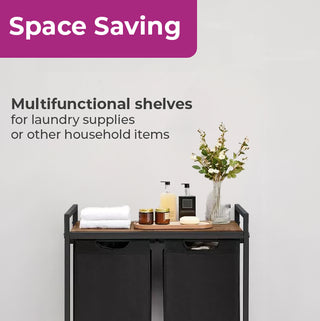 Neo Black Laundry Basket Hamper With Shelf