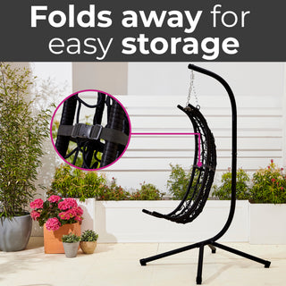 Neo Black Hanging Swing Egg Chair With Cushions