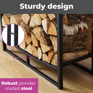 Neo Black Indoor Firewood Log Rack With Hooks