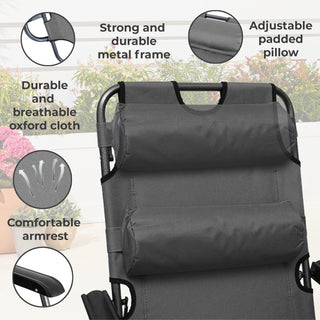 Neo Grey Pair of 2 In 1 Sun Lounger Chairs Set