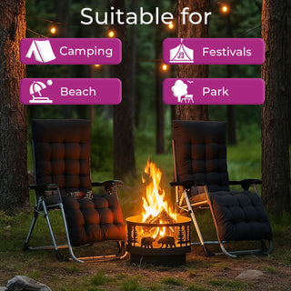 Neo Black Zero Gravity Sun Lounger With Padded Cushions Set of Two