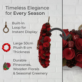 Neo Luxury 50cm Extra Large Red Rose Wreath