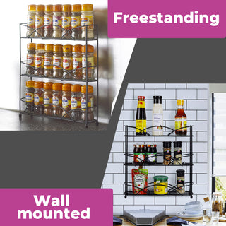 Chrome Free Standing 3 Tier Table Top Spice Rack