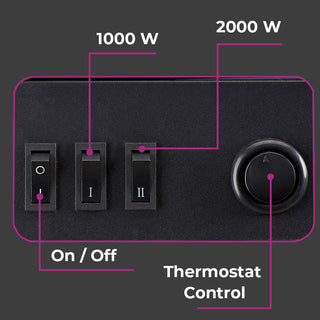 Neo Electric Heater Black with Realistic Flame & Log Store 1000W / 2000W