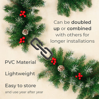 Neo Artificial Green Christmas Garland Lush Evergreen Holiday Decoration Reusable Festive Wreath Trim for Mantel, Staircase & Outdoor Use