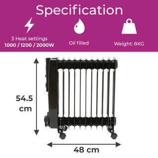 Neo 11 Fin Black Electric Oil Filled Radiator