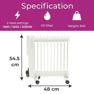 Neo 11 Fin White Electric Oil Filled Radiator