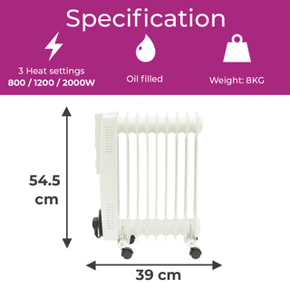 Neo 9 Fin White Electric Oil Filled Radiator