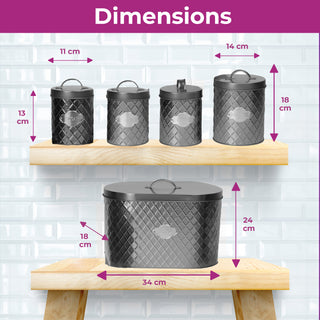 Neo Grey Embossed 5 Piece Kitchen Canister Set