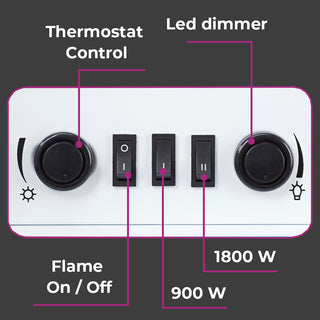 Neo Electric Fire Heater Realistic Flame Effect - White