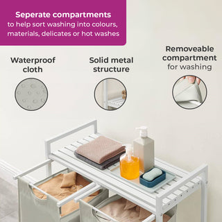 Neo White Laundry Basket Hamper With Shelf