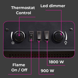 Neo Glass Window Electric Fire With Flame Effect - Black