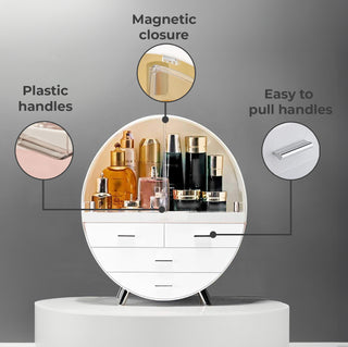 Neo Off White 3 Drawer Round Cosmetic Organiser