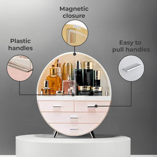 Neo Pink 3 Drawer Round Cosmetic Organiser