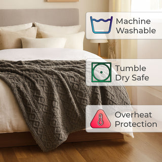 Neo Grey Electric Cable Knit Heated Throw