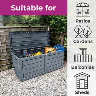 Neo 320 Litre Dark Grey Plastic Waterproof Outdoor Garden Storage Box