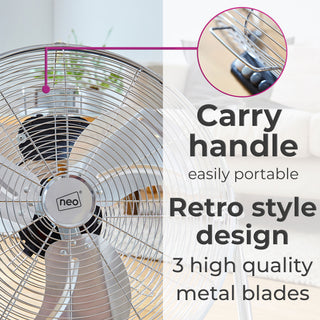 Neo High Velocity Chrome Metal Floor Freestanding Fan  - 9 Inch
