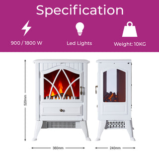 Neo Electric Fire Heater Realistic Flame Effect - White