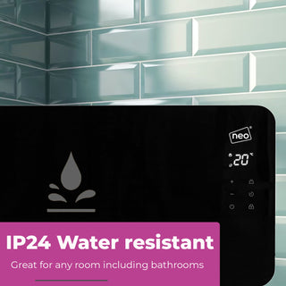 Neo Wifi Black Electric Glass Panel Heater Radiator