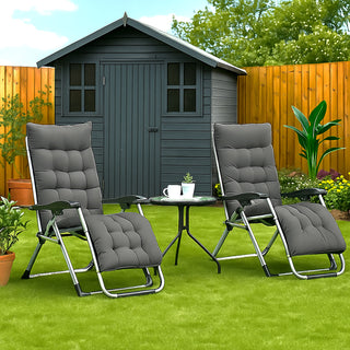 Neo Dark Grey Zero Gravity Sun Lounger With Padded Cushions Set of Two