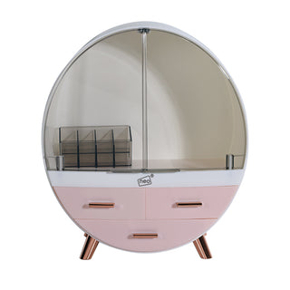 Neo Pink 2 Drawer Round Cosmetic Organiser
