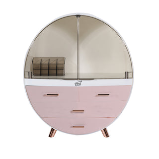 Neo Pink 3 Drawer Round Cosmetic Organiser