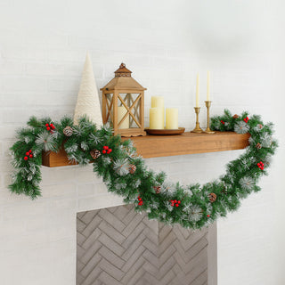 Neo Artificial Green Christmas Garland Lush Evergreen Holiday Decoration Reusable Festive Wreath Trim for Mantel, Staircase & Outdoor Use