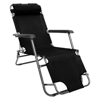 Neo Black Pair of 2 In 1 Sun Lounger Chairs Set