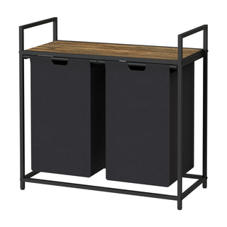 Neo Black Laundry Basket Hamper With Shelf