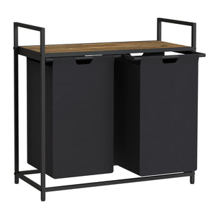 Neo Black Laundry Basket Hamper With Shelf