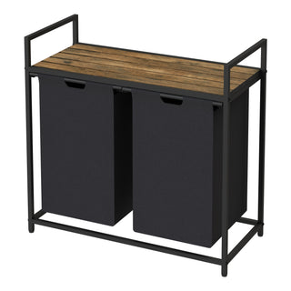 Neo Black Laundry Basket Hamper With Shelf