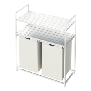 Neo White Laundry Basket Hamper With 2 Shelves