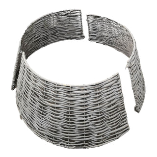 Neo Grey Willow Christmas Tree Skirt Natural Rustic Handwoven Half Split Willow Base Cover Hider Collar