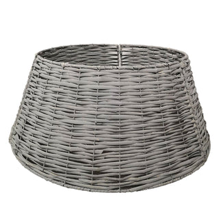 Neo Grey Willow Christmas Tree Skirt Natural Rustic Handwoven Half Split Willow Base Cover Hider Collar