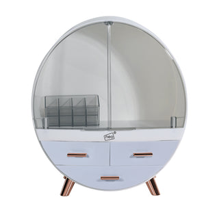 Neo Off White 2 Drawer Round Cosmetic Organiser