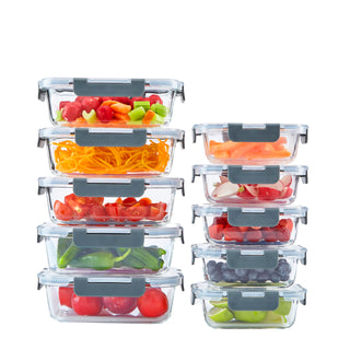 Neo 10 Glass Containers & 10 Lids Food Storage Set - 10 Piece