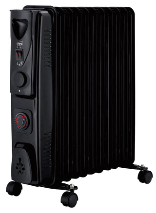 Neo 2500W 11 Fin Electric Oil Filled Radiator With Timer - Black
