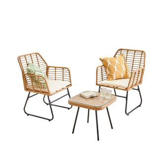 Neo 3 Piece Bamboo Style Garden Table & Chairs Bistro Set